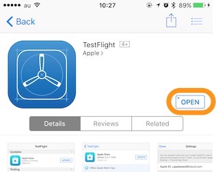 TestFlightアプリをインストール